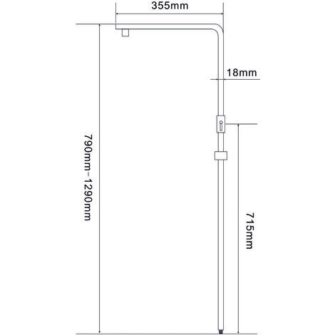 Columna de ducha monomando con rociador cuadrado y barra extensible de 79 a  129 cm B Sens Bath Stage