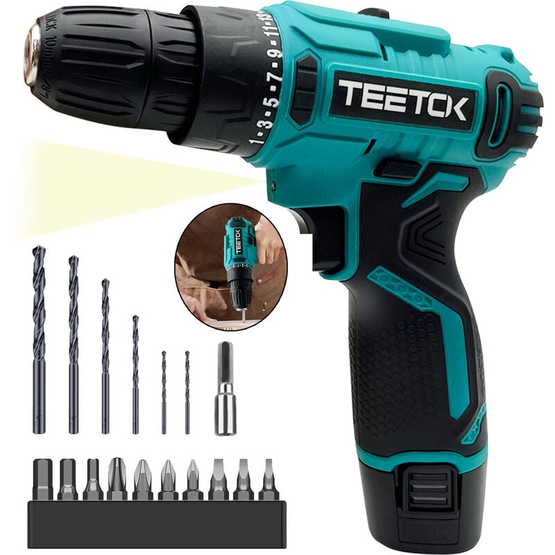 12V Cordless Drill Driver Kit Combi Drill with 1 Li Ion Batteries