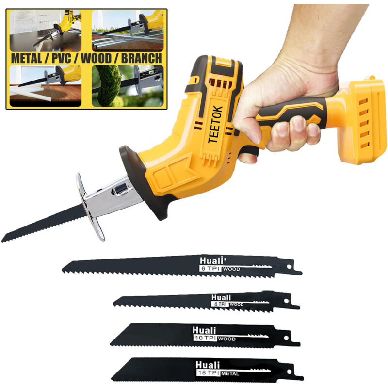 Mini Cordless Reciprocating Saw Electric Saber Saw With 4 Blades Wood Cutter Pruner Naked Not Included Battery Compatible with DeWALT Battery 18V 21V XR li ion