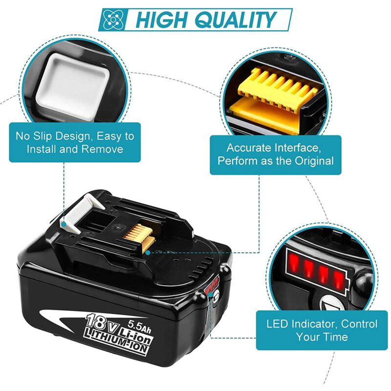 Batteria Makita 18V 5500mAh - Ricambio Compatibile Con BL1860, BL1855, Con Indicatore LED - Foto 10