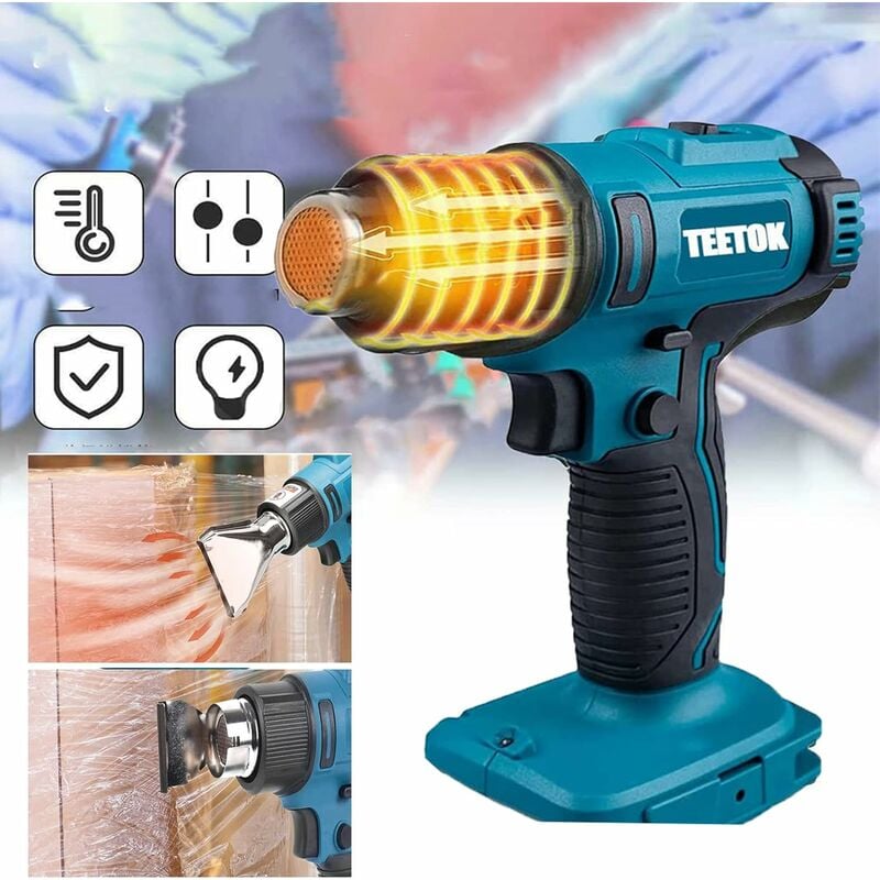 Heat guns,Cordless Hot Air Gun, with 2x 3.0Ah Batteries & Charger, 1200W Hot  Air Blower with 2 Temperatures 300°C/550°C, 2 Nozzles Power Tool,Compatible  with Makita Battery