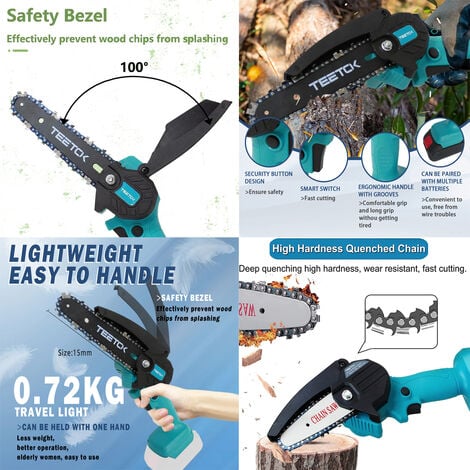 Mini Chainsaw Cordless Mini Saw - Mini Chainsaw 6 inch Cordless with hand  chainsaw, Battery Powered Electric Portable Chain Saw for Branch Wood