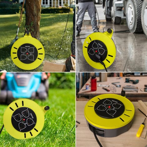 Cable reels,10M Heavy Duty 4Way Gang Socket Extension Cable Reel Electric Lead 13A Garden Outdoor Power Strips