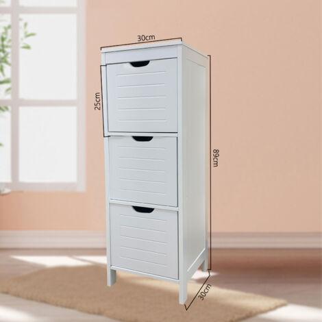 Bathroom storage units,Bathroom Floor Storage Cabinet,Slim Wooden Storage Unit with 3 Drawers，Free Standing Cupboard Organizer 893030CM