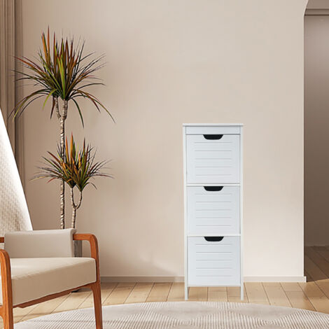 Bathroom storage units,Bathroom Floor Storage Cabinet,Slim Wooden Storage Unit with 3 Drawers，Free Standing Cupboard Organizer 893030CM