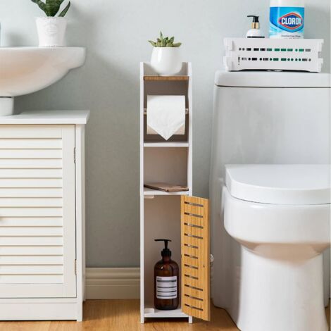 Bathroom storage units Chrome Toilet Roll Holder for Small Space Behind Toilet Storage