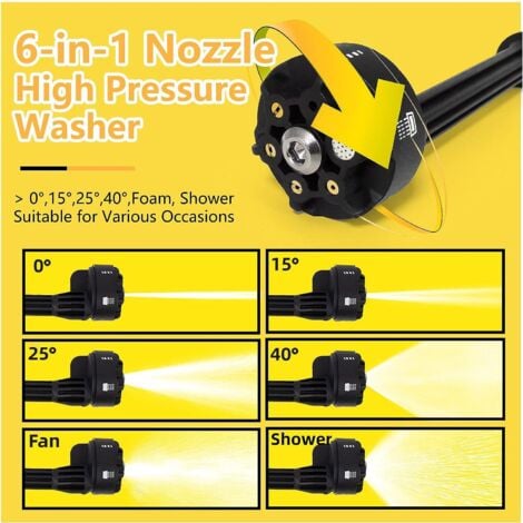 6 In 1 Cordless High Prussure Washer Car Garden Jet Washer Cleaner Water Spray Gun Lance Body Only (Not Included Battery),Compatible with DeWALT Battery 18V-21V
