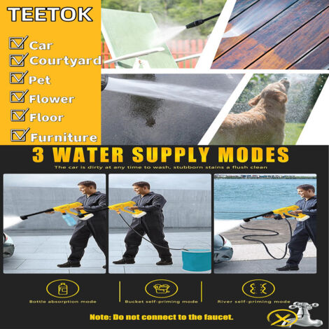 6 In 1 Cordless High Prussure Washer Car Garden Jet Washer Cleaner Water Spray Gun Lance Body Only (Not Included Battery),Compatible with DeWALT Battery 18V-21V