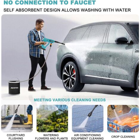 Electric pressure washers, Cordless Car Pressure Washer, Cordless Water Wash Gun + 2 Batteries 3.0A + Charger, Compatible with Makita 18V Battery