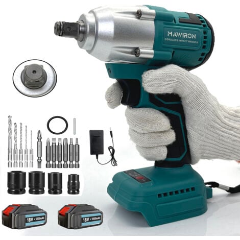Impact wrenches，Brushless，Impact Wrench Screwdriver Electric Cordless 1/2 Inch Driver Tool  for Car Tyre Wheel +4 Sockets&Drill Bits+2x 5.5A Battery+Charger,Compatible with Makita Battery 18V
