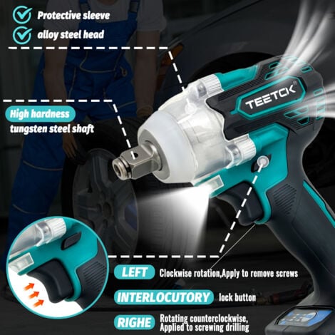 Impact wrenches，Brushless，Impact Wrench Screwdriver Electric Cordless 1/2 Inch Driver Tool  for Car Tyre Wheel +4 Sockets&Drill Bits+2x 5.5A Battery+Charger,Compatible with Makita Battery 18V