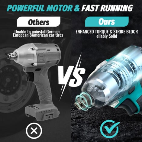 Impact wrenches，Brushless，Impact Wrench Screwdriver Electric Cordless 1/2 Inch Driver Tool  for Car Tyre Wheel +4 Sockets&Drill Bits+2x 5.5A Battery+Charger,Compatible with Makita Battery 18V