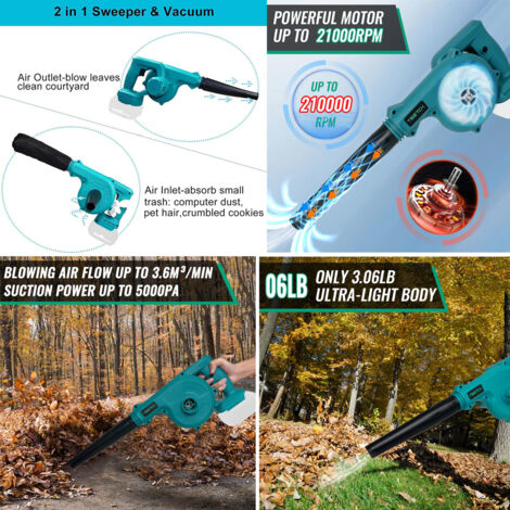 Electric leaf blowers and vacuums, 2-in-1 Cordless Garden Leaf Blower