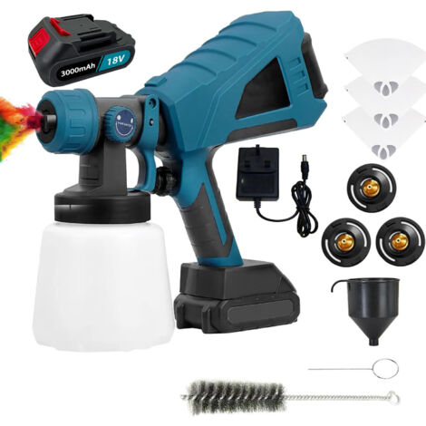 Upgraded Paint Sprayer Fence Paint Sprayer HVLP Electric Spray Gun for Home Interior and Exterior Cabinets House Fence Ceiling 1x 3.0A Battery and Charger Compatible with Makita Battery