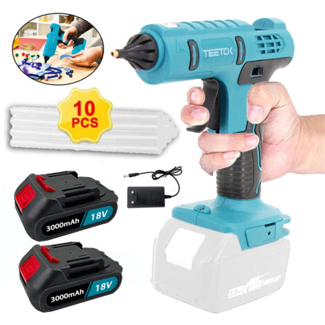 Glue Guns,Cordless Hot Melt Glue Gun, with 10pcs 11mm Glue Sticks for DIY, Crafts & Repairs + 2pcs 3.0A Battery + Charger,Compatible with Makita Battery