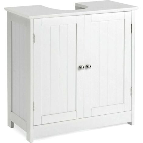 Under Sink Cabinet Cupboard Unit Double Doors Storage Bathroom Furniture Home WHITE