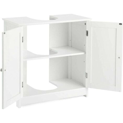 Under Sink Cabinet Cupboard Unit Double Doors Storage Bathroom Furniture Home WHITE