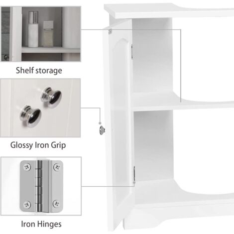 Under Sink Cabinet Cupboard Unit Double Doors Storage Bathroom Furniture Home WHITE