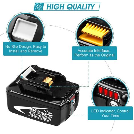Batteria 18V 5500mAh Per Makita - 2 Pezzi Con Indicatore LED - Foto 11