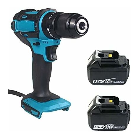 Cordless 3 IN 1 25+3 Torque Electric Hammer Impact Drill Screwdriver Tools+5.5A Battery,Compatible with Makita Battery
