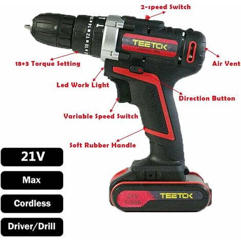 18V Cordless Drill Driver With 2x 1.5Ah Batteries, Fast Charger and 80  Accessories in Storage Case