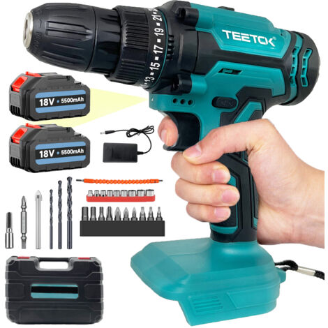 Drills and combi drills, 21V Cordless Power Drill , Handheld Screwdriver Drill Set with 25+1 Torque Setting, 2x 5.5AH Li-ion Battery&Charger&Case, 2-Gear , Safety Lock 3/8" Chuck Drill Driver Kit