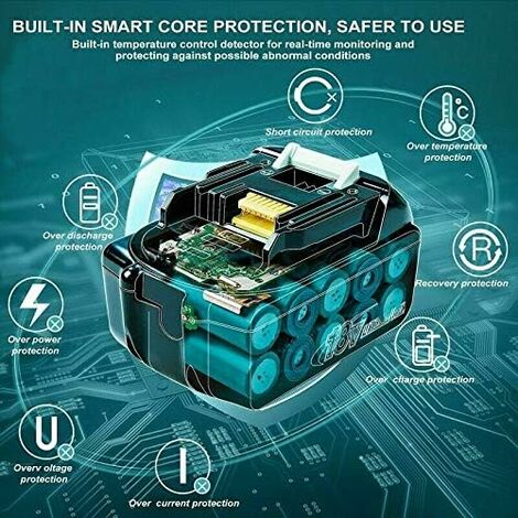 Battery,2pcs BL1860 Replacement Battery Compatible with Makita Battery 18V 5.5Ah Li-ion BL1840B BL1850B BL1860B BL1830B BL1845 LXT-400 with LED Indicator