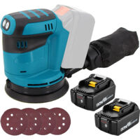 Polishers,battery random orbital sander Polishing machine 18V Ø125mm with Dust Bag & 4 Discs+2xBatteries (No Charger),Compatible with Makita Battery