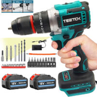 Drills and combi drills,Cordless Brushless Hammer Drill Driver Screwdrivers,2 Speed,Electric Hand Drill 25+1,With Drill Bits+2x 5.5Ah Battery+Charger,Compatible with Makita Battery