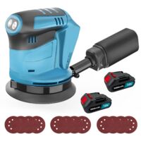 Orbital and random orbital sanders, Cordless Orbital Sander 125mm 3 Speeds Quick Fix Pad Dust Box &12Discs(120mm/180mm/240mm),2x 3.0A Battery+Charger,Compatible with Makita battery