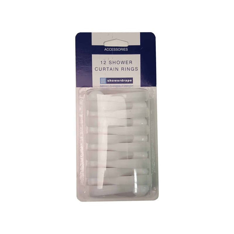 Showerdrape 12 White Shower Curtain Rings