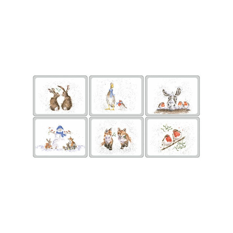 Wrendale Designs Set Of 6 Festive Animals Christmas Placemats