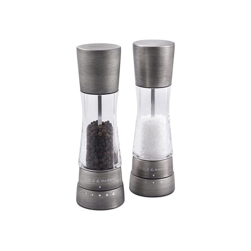 Cole & Mason Gourmet Precision+ Derwent 190mm Clear & Tin Salt & Pepper