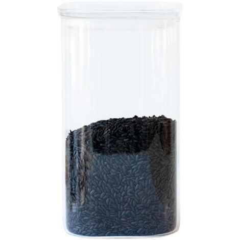 Pebbly Square 1400ml Glass Food Container With Glass Lid (1/4)