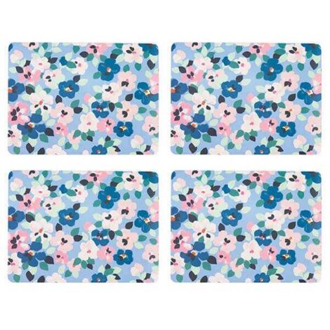 Cath Kidston Painted Pansies Blue Set of 4 Cork Backed Placemats (1/4)