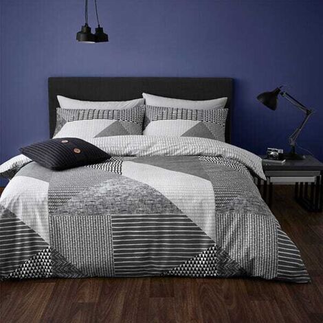 Catherine Lansfield Larsson Geo Easy Care Single Duvet Set Grey