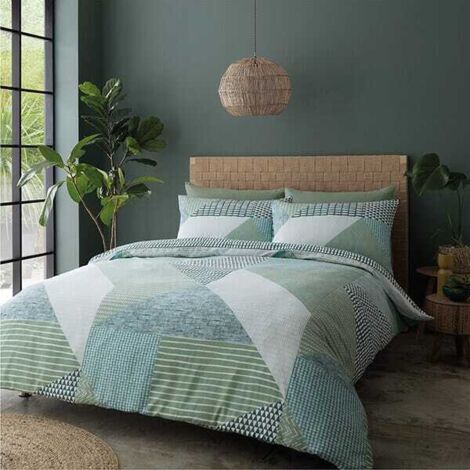 Catherine Lansfield Larsson Geo Single Duvet Set Green (1/5)