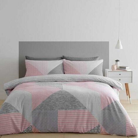 Catherine Lansfield Larsson Geo Pink Double Duvet Cover Set