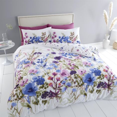 Catherine Lansfield Countryside Floral White Duvet Cover Set Double Bedding Set