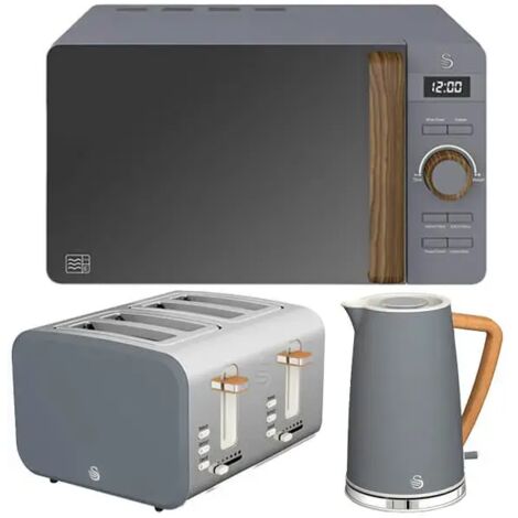 Swan Nordic Slate Grey 1.7L Kettle, 4 Slice Toaster & 20L Digital Microwave Set (1/5)