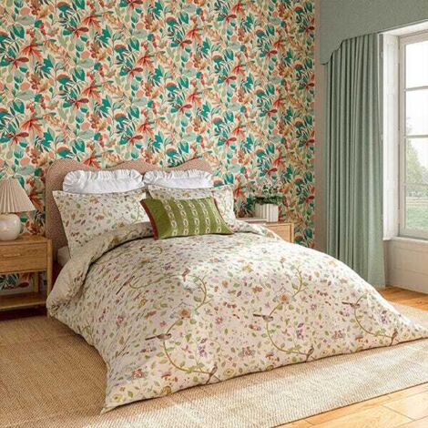 Sanderson April's Garden Duvet Cover Super King Size Olive & Mulberry (1/2)