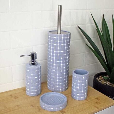 Showerdrape Mosaica Sky Blue Toilet Brush & Holder