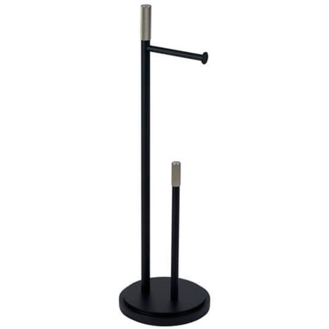 Showerdrape Chester Black Toilet Roll Holder & Spare Paper Holder Combination (1/3)