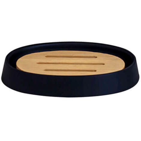 Showerdrape Sonata Black & Bamboo Soap Dish (1/3)
