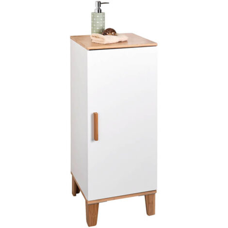 Showerdrape Amalfi Bamboo/White Freestanding Bathroom Cabinet (1/4)