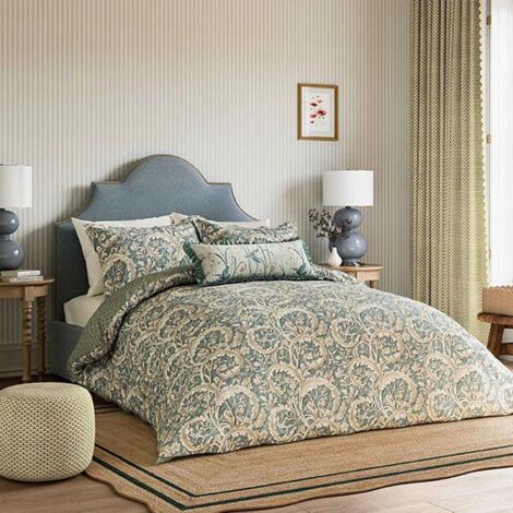Sanderson for National Trust Tilia Lime Duvet Cover Set Super King Size Soft Teal
