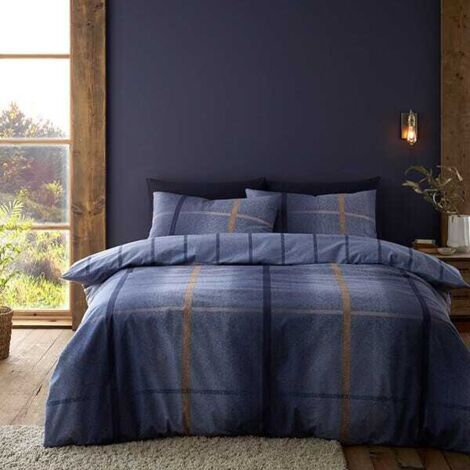 Catherine Lansfield Brushed Melrose Tweed King Duvet Set Blue (1/5)