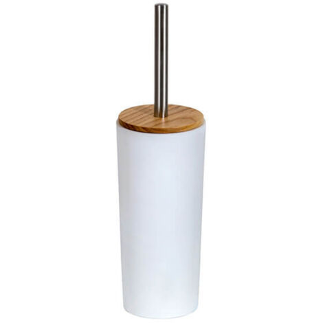 Showerdrape Sonata White & Bamboo Toilet Brush & Holder (1/3)