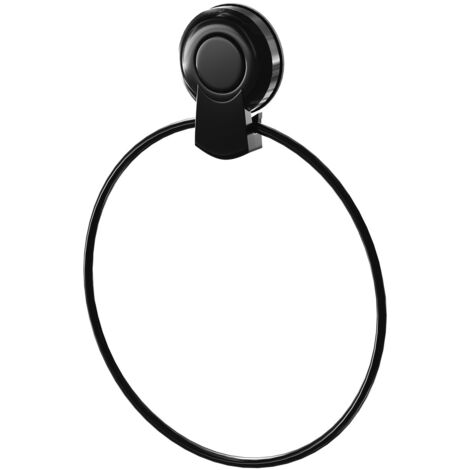 Showerdrape Suctionloc Black Steel Suction Wall Mounted Towel Ring (1/5)