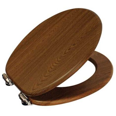 Showerdrape Norfolk Soft-Close Walnut/Chrome Toilet Seat